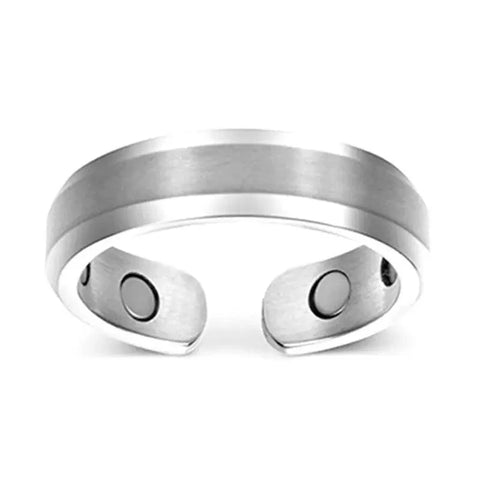 Edelstahl Magnettherapie-Ring in Silberoptik mit Einstellbarer Öffnung - Siegelring-shop