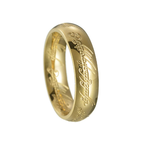 Männer Ring Goldplatierte Edelstahl 3D Graviertes Gravur Der Herr der Ringe - Siegelring-shop