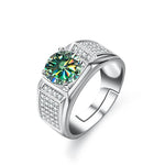 925 Sterling Silber Ring für Männer mit grünem Moissanite