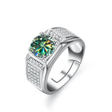 925 Sterling Silber Ring für Männer mit grünem Moissanite