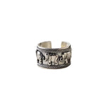 Retro Elefanten Breiter Ring für Männer aus Silber mit einzigartiger Gravur