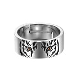 Tiger-Muster Ring aus Sterlingsilber 925 mit schwarzer Gravur