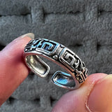 Hui Palindrom-Muster Ring für Männer aus Silber Handgefertigter Unisex Offener Ring