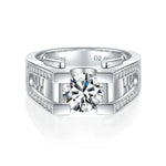 Herrenring mit Moissanit in 925 Sterling Silber und Weißgold vergoldet