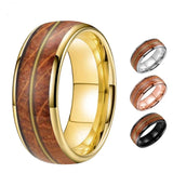 Herren-Tungsten-Carbide Ring mit Whiskeyfass-Eichenholz - Siegelring-shop