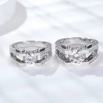 Herrenring mit Moissanit in 925 Sterling Silber und Weißgold vergoldet