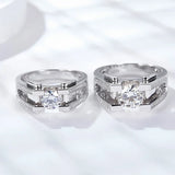 Herrenring mit Moissanit in 925 Sterling Silber und Weißgold vergoldet