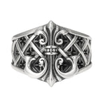 Handgefertigter Männer-Ring aus Silber mit verschnörkeltem Anker-Motiv