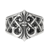 Handgefertigter Männer-Ring aus Silber mit verschnörkeltem Anker-Motiv