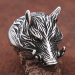 Wildschwein Ring aus Edelstahl Biker Ring