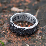 Norse Viking Amulett Ring aus Edelstahl mit gravierter Inschrift Schwarz/Silber