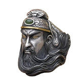 Retro Chinese style men's ring with figure pattern of war hero Guan Yu