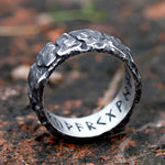 Norse Viking Amulett Ring aus Edelstahl mit gravierter Inschrift Schwarz/Silber