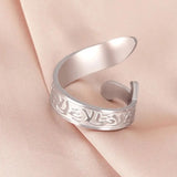 Dawapara Imam Ali Zulfiqar Schwert-Ring mit arabischer Schrift silberfarbene