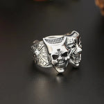 # Retro Joker Ring für Männer aus Silber mit Punk-Gothic Stil, verstellbar, mit Totenkopf- und Joker-Design