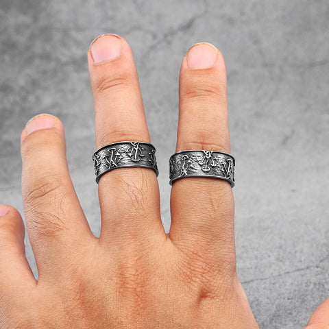 Mushroom ring made of 316L stainless steel with retro design