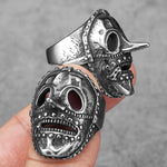Men's stainless steel ring in rock star style with mask-shaped