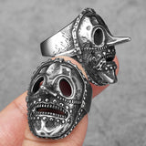 Men's stainless steel ring in rock star style with mask-shaped