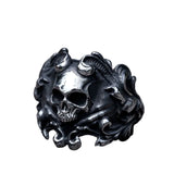 Men's ring made of 316L stainless steel with skull and devil horns