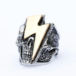 Edelstahl Ring mit Blitz-Stil und Skull-Design für Männer