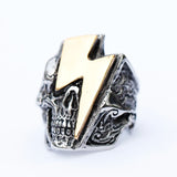 Edelstahl Ring mit Blitz-Stil und Skull-Design für Männer