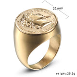 Golden Ring aus Edelstahl mit 3D Reliefemblem von Napoleon II