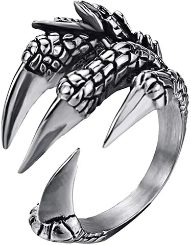 Titanstahl Drachenklauen Ring schwarzer Gothic-Ring