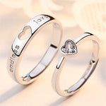 Silbernes Partner-Ringset mit Herz-Motiv und Zirkonia im 2er-Set - Siegelring-shop