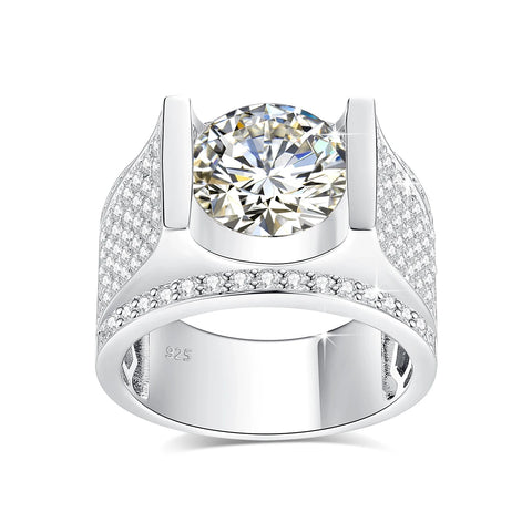 925er Silber Herrenring mit 4ct Moissanit