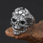 Herrenring mit Totenkopf-Design Gotischer Punk-Stil Silberfarben - Siegelring-shop