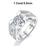 Herrenring mit Moissanit in 925 Sterling Silber und Weißgold vergoldet
