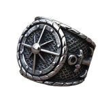 Kompass Ring Handgefertigter Silberring mit nautischem Anker-Emblem