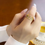 Königsring mit Krone in Gold  925 Sterling Silber bunten Edelsteinen