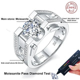 Herrenring mit Moissanit in 925 Sterling Silber und Weißgold vergoldet