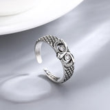 925 Sterling Silber Eulenring mit Zirkonia