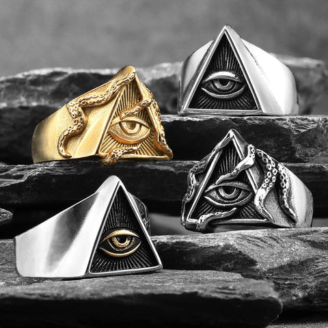 Masonic Illuminati Triangle Ring für Männer aus rostfreiem Stahl