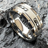 Herren Tungsten Ehering mit Schwarzen Diamanten und Gerilltem - Siegelring-shop