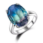 Big Oval AAAAA Zircon Regenbogen Edelstein Ring