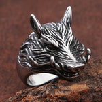 Wildschwein Ring aus Edelstahl Biker Ring