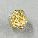 Gold Templer Ritter Ring aus Zirkonia mit Ritter mit Schwert