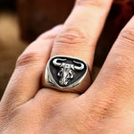 Edelstahl Ring mit Tierkopf-Emblem Herzform für Männer