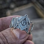 Freimaurer Ring aus Edelstahl mit Masonic-Symbol