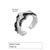 # Offener Ring für Männer und Frauen aus Edelstahl mit unregelmäßiger Lava-Struktur und verstellbarem Design in Schwarz und Silber