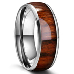 Wedding BandHerren Frauen 4mm 6mm 8mm Edelstahl Echtes Braun Koa Holz - Siegelring-shop