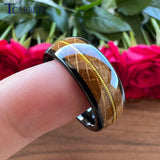 Herren-Tungsten-Carbide Ring mit Whiskeyfass-Eichenholz - Siegelring-shop