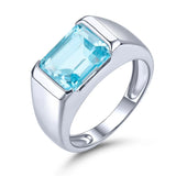 Herrenring in Sterling Silber mit 5,8 Karat Himmelblauem Topas - Siegelring-shop