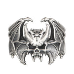 Skull Bat Ring aus Silber mit detaillierter Gravu