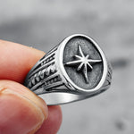 Silber Ring mit Nordstern Emblem für Männer Schmuckantikes Design