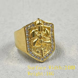 Gold Templer Ritter Ring aus Zirkonia mit Ritter mit Schwert