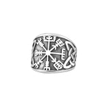 Herren Siegelring mit Vegvisir und Keltischem Knoten in Silberoptik - Siegelring-shop